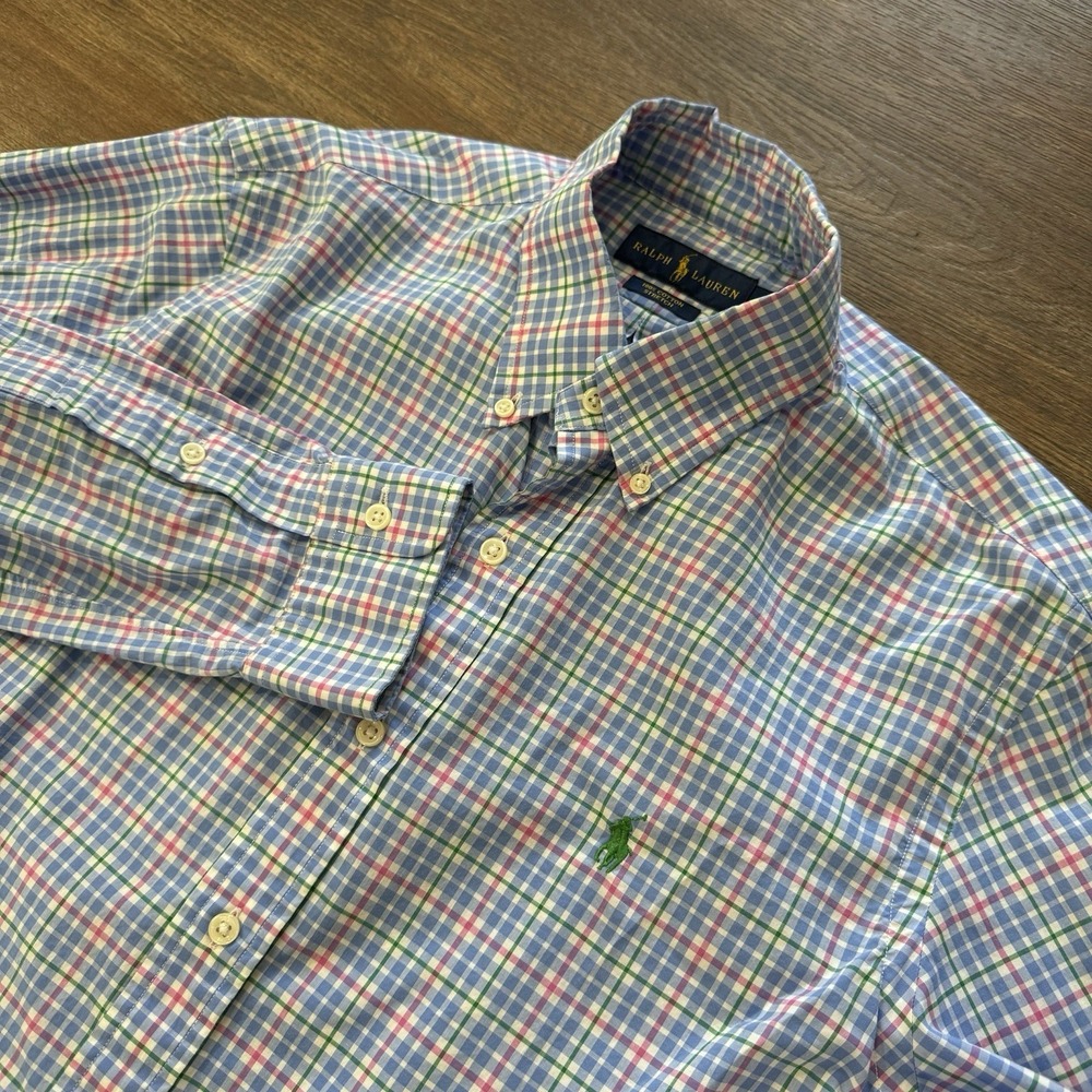 Ralph Lauren Multicolor Spring Pastel‎ Button Up Shirt Mens Sz Medium